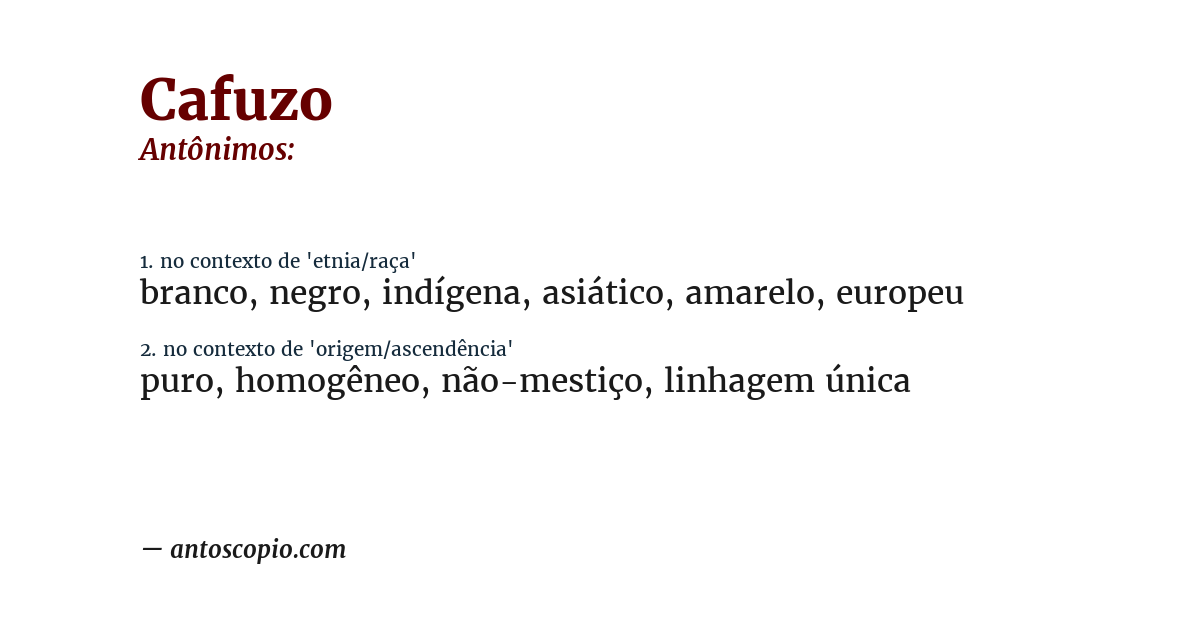 Antônimo de cafuzo