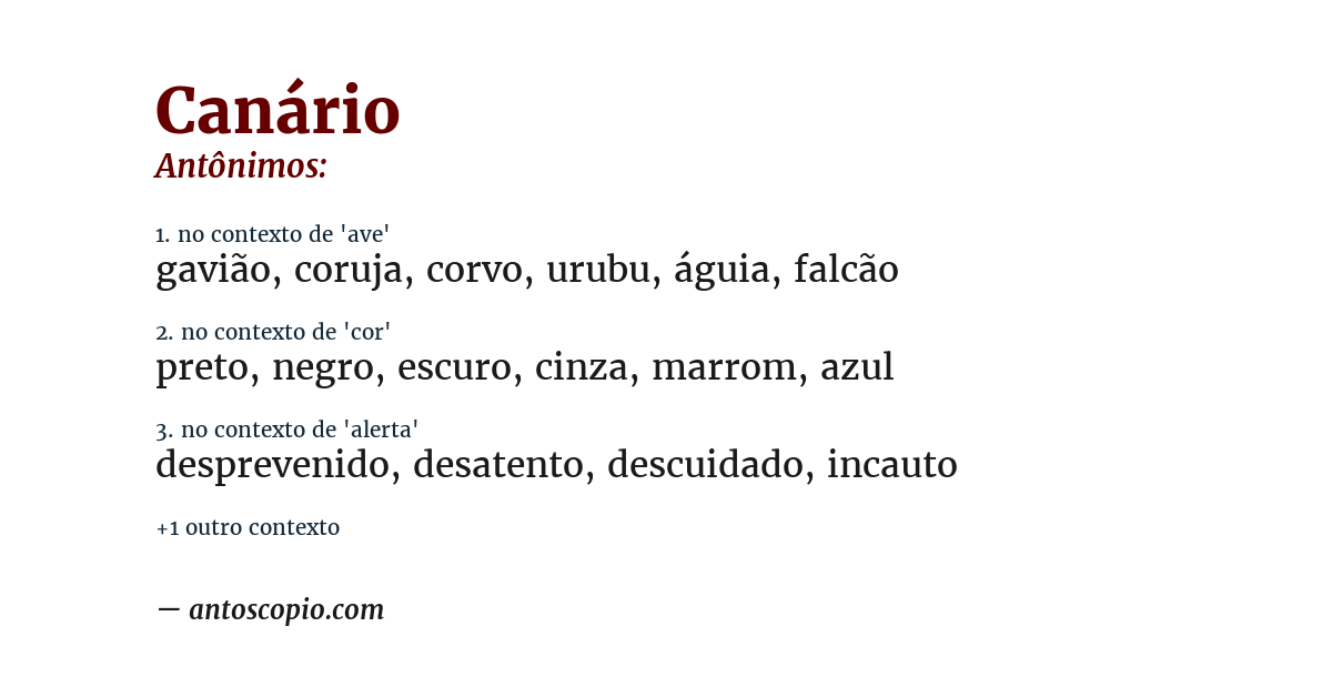 Antônimo de canário