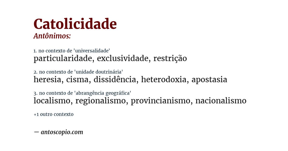 Antônimo de catolicidade