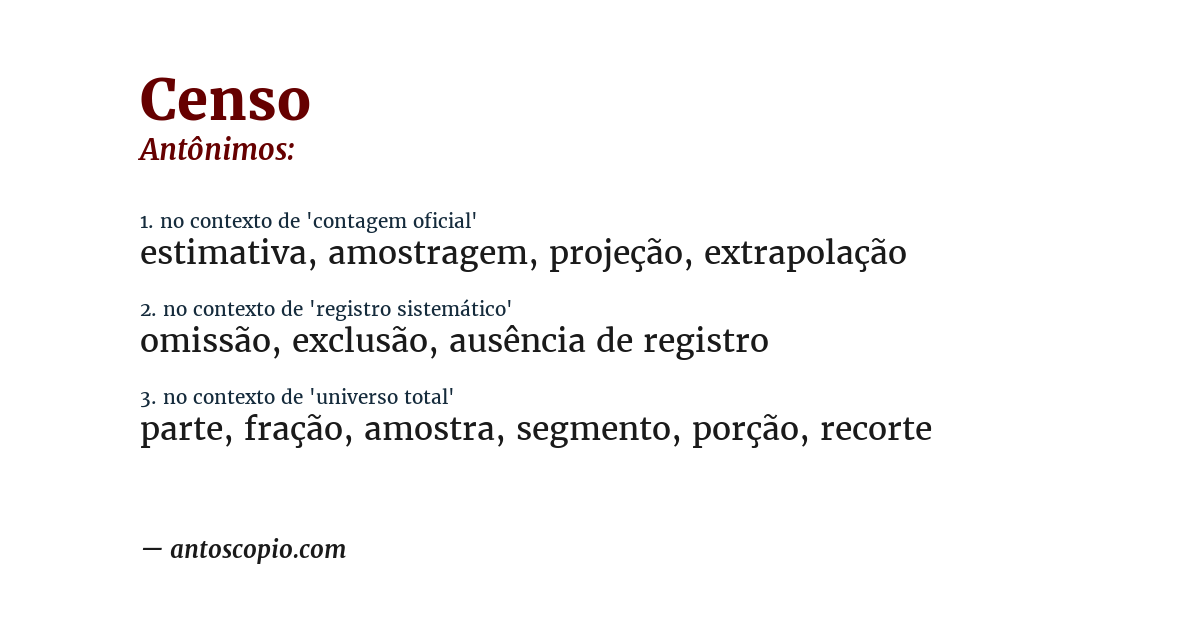 Antônimo de censo