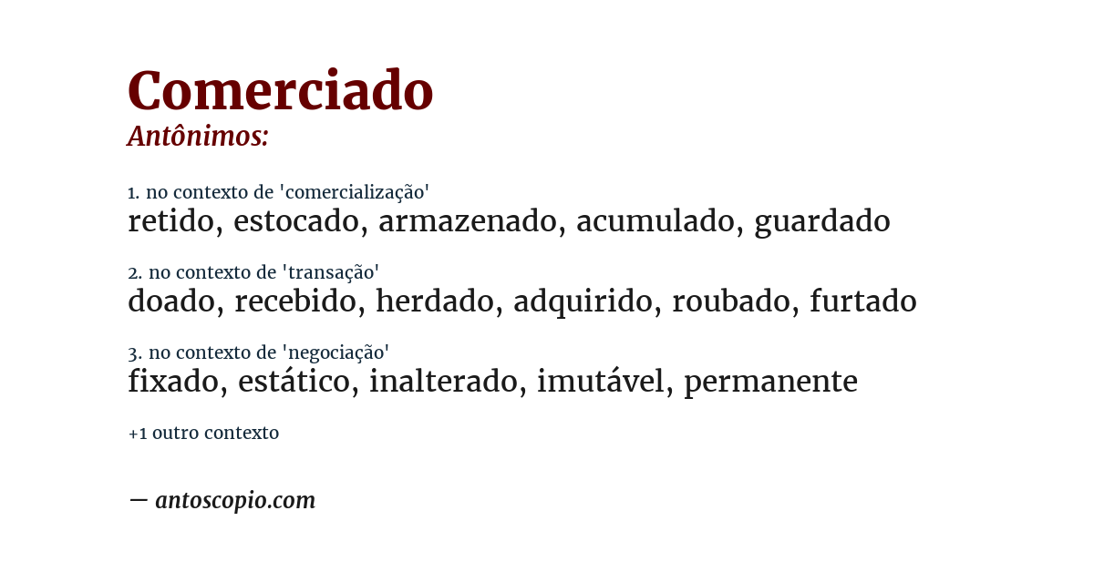 Antônimo de comerciado