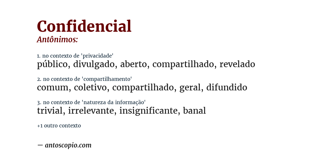 Antônimo de confidencial
