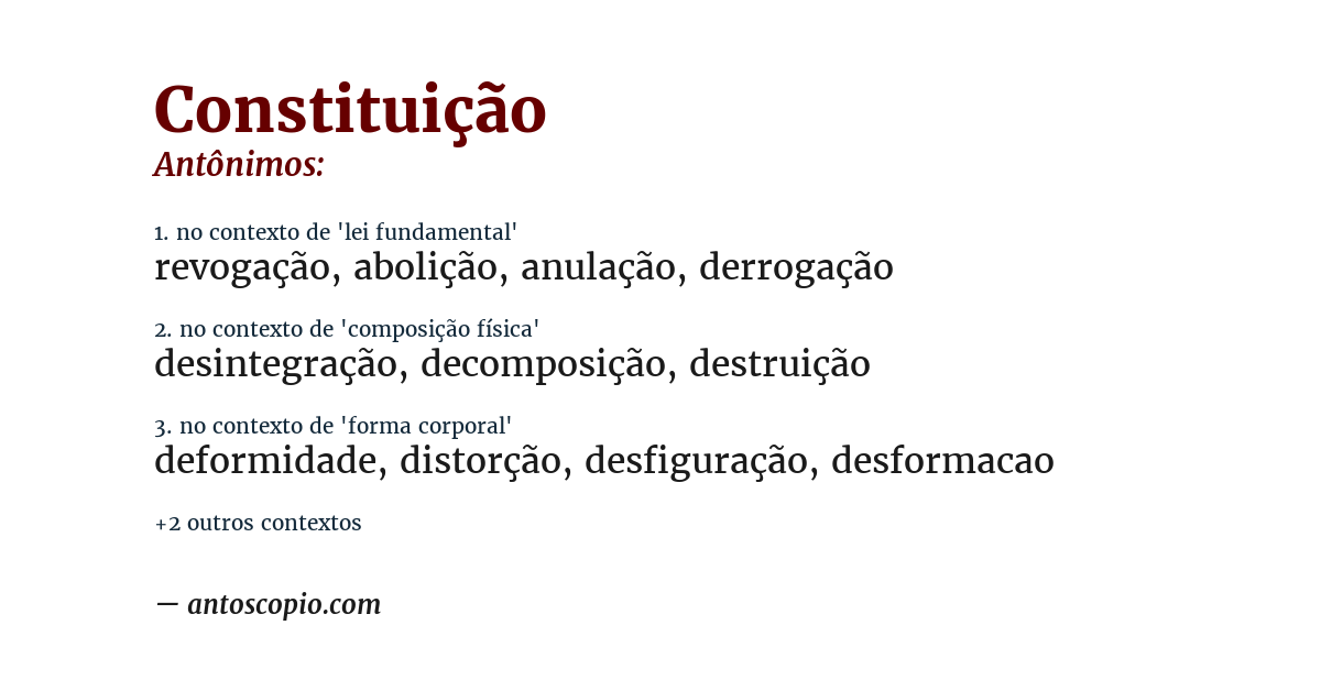 Antônimo de constituição