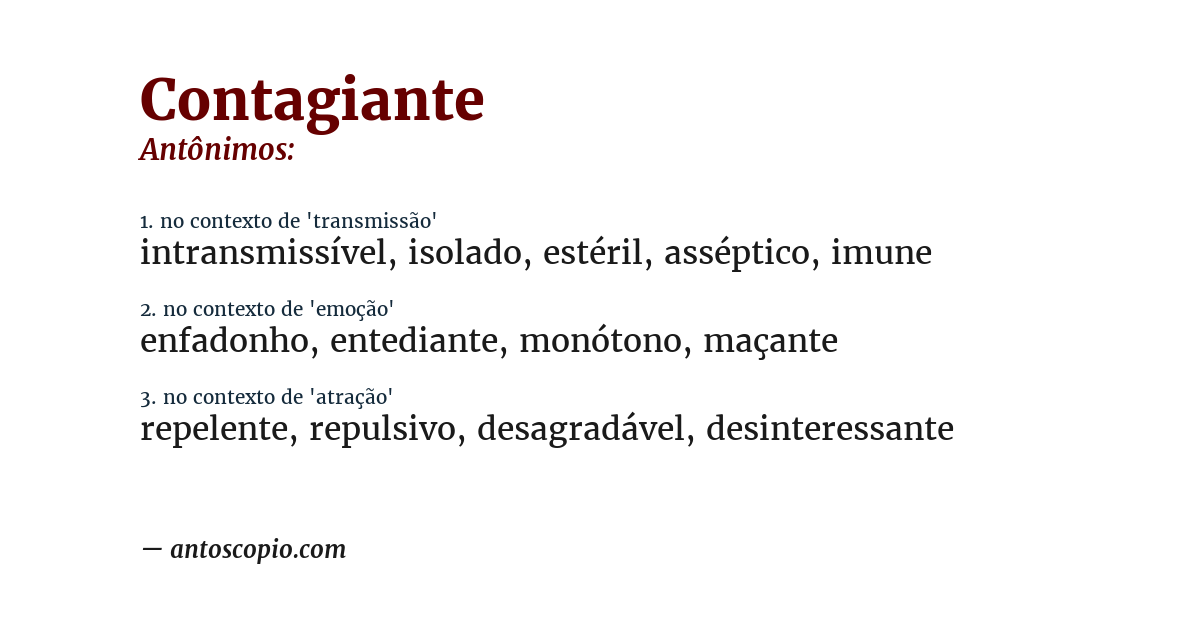 Antônimo de contagiante