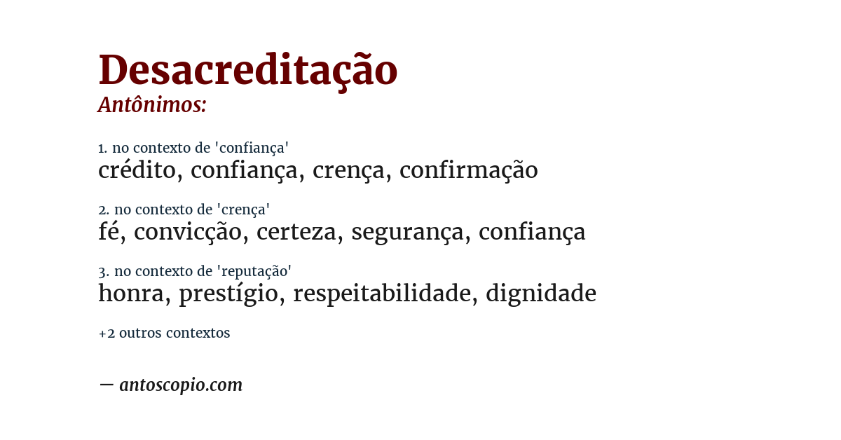 Antônimo de desacreditação