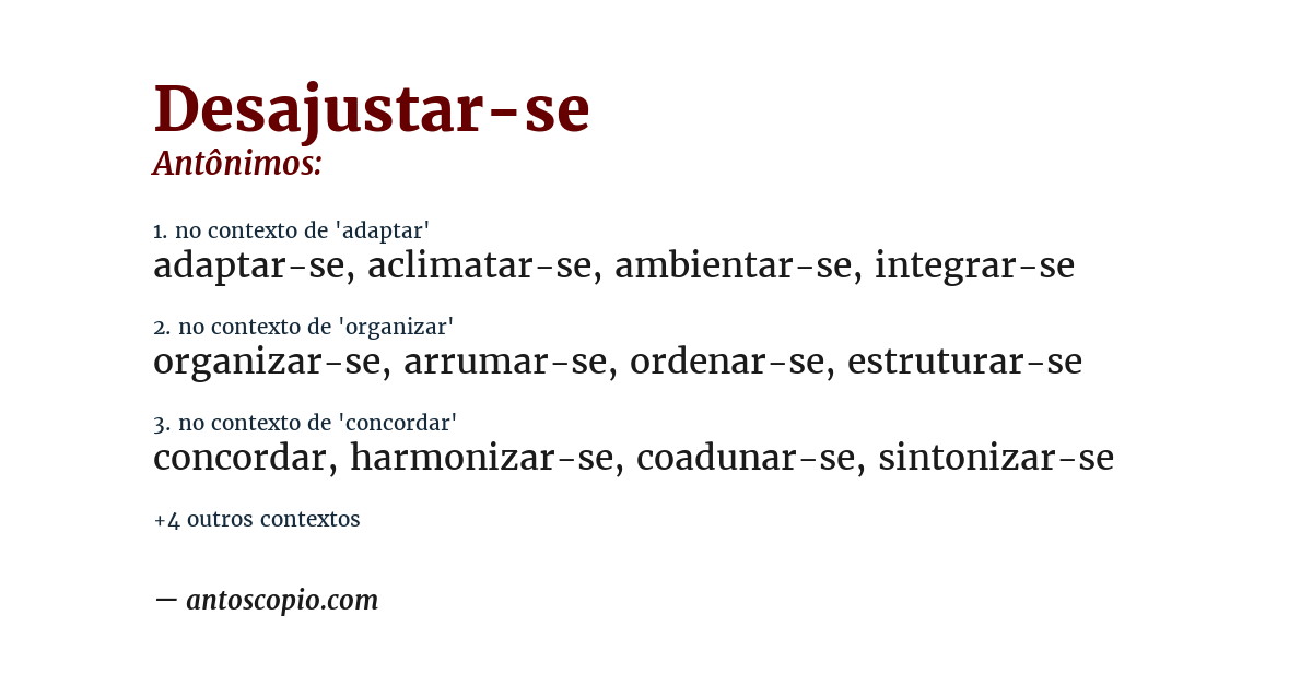 Antônimo de desajustar-se