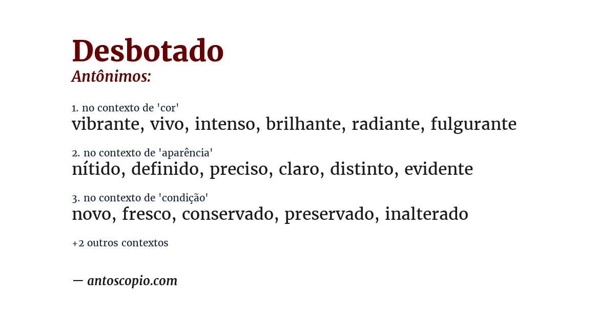 Antônimo de desbotado
