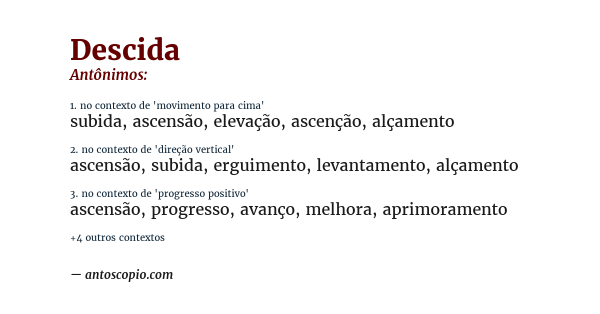 Antônimo de descida