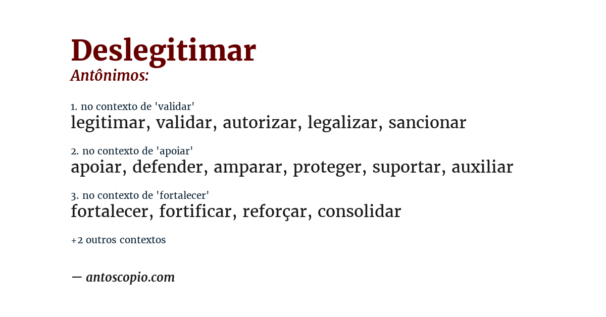 Antônimo de deslegitimar
