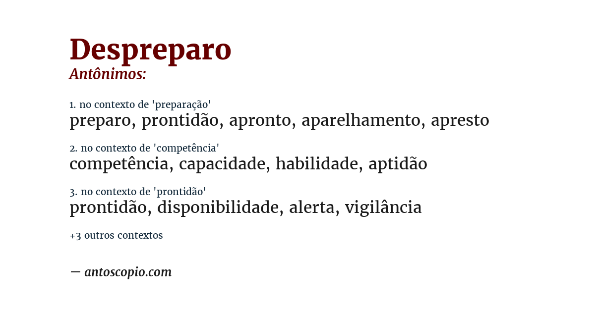 Antônimo de despreparo