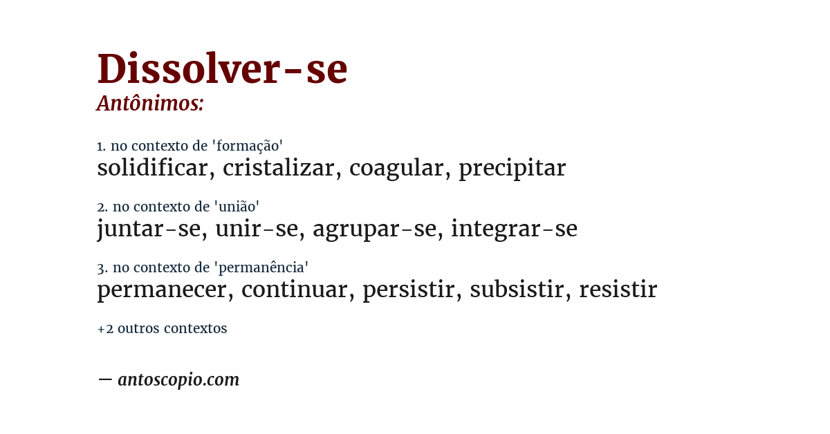 Antônimo de dissolver-se