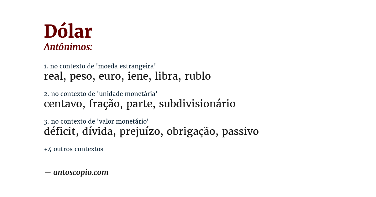Antônimo de dólar