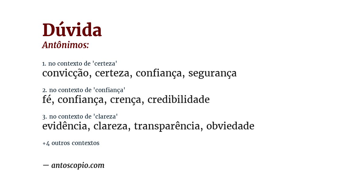 Antônimo de dúvida
