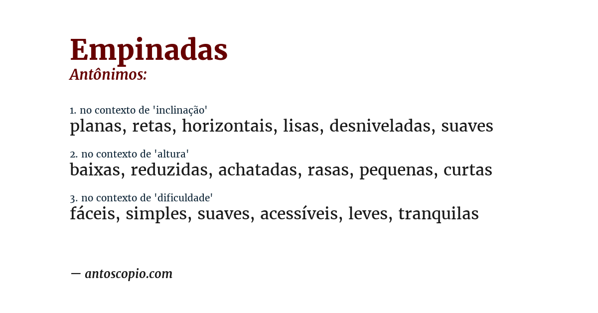 Antônimo de empinadas