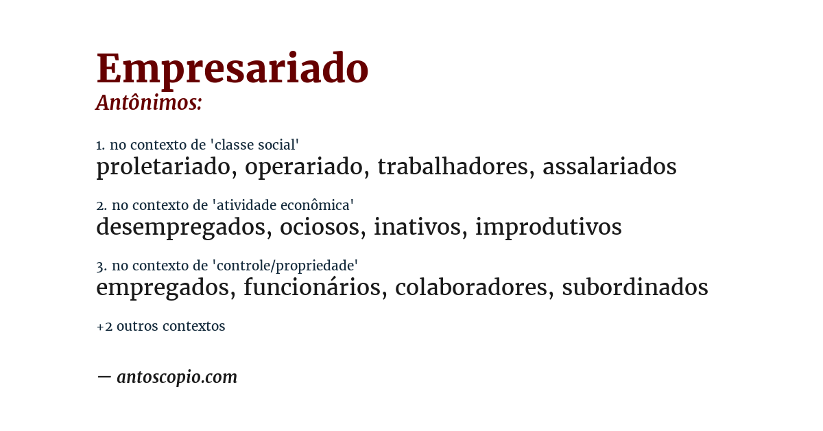 Antônimo de empresariado