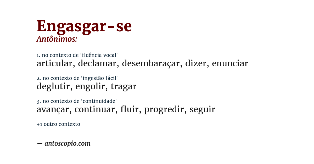 Antônimo de engasgar-se