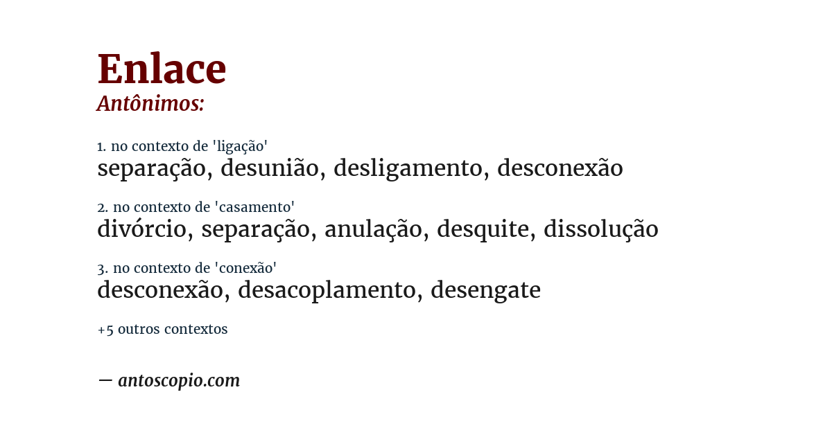 Antônimo de enlace