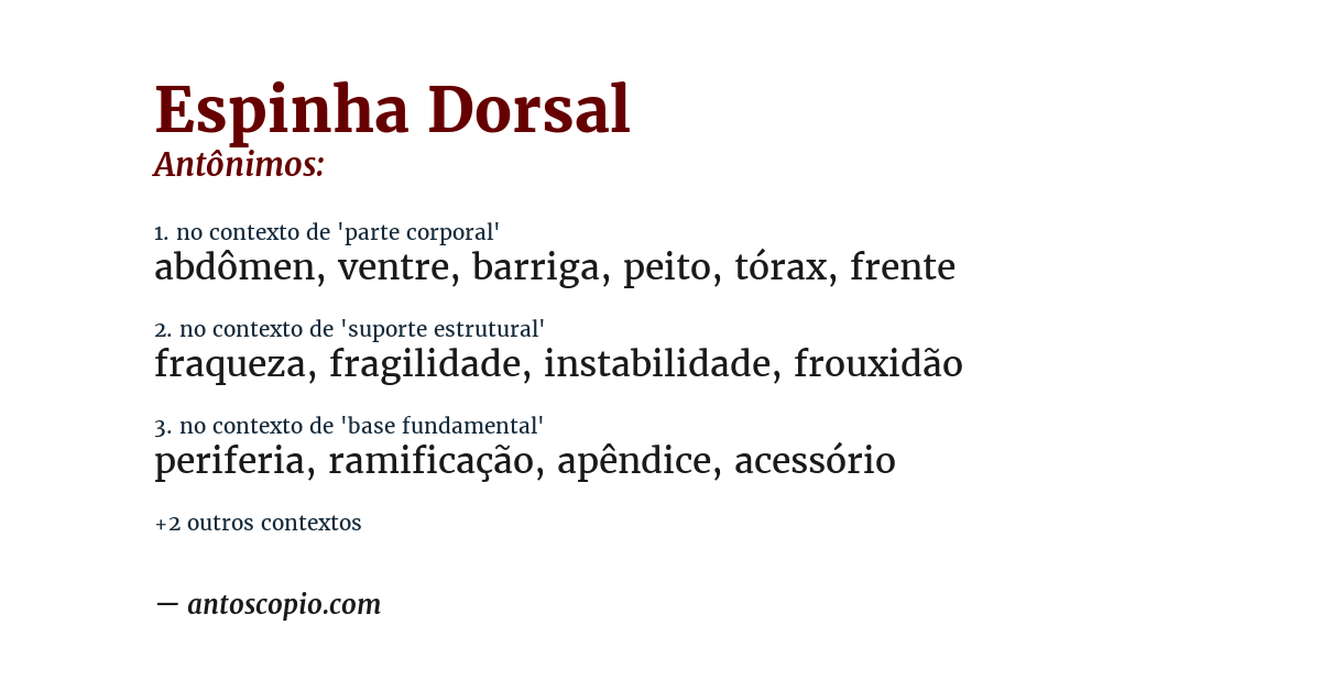 Antônimo de espinha dorsal