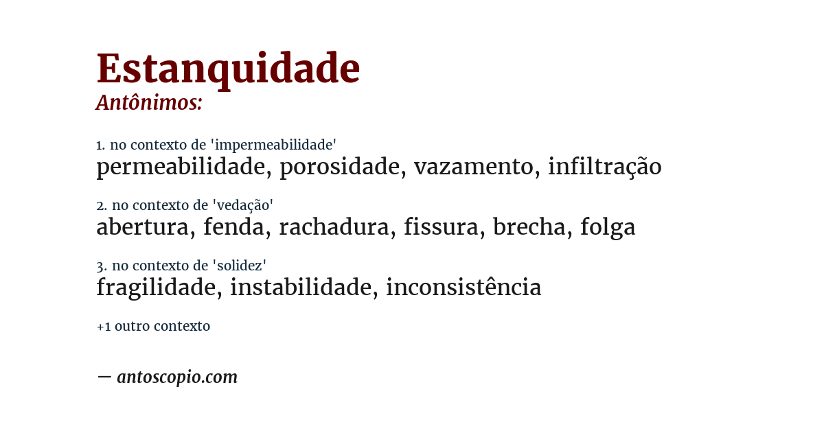 Antônimo de estanquidade