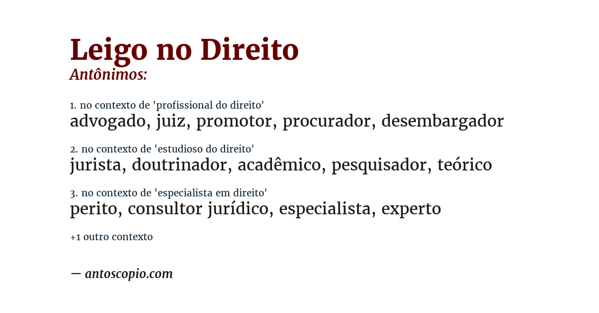 Antônimo de leigo no direito