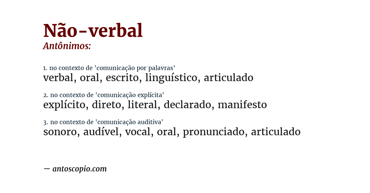 Antônimo de não-verbal
