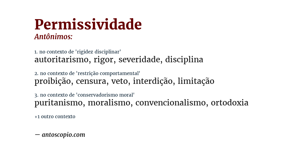 Antônimo de permissividade