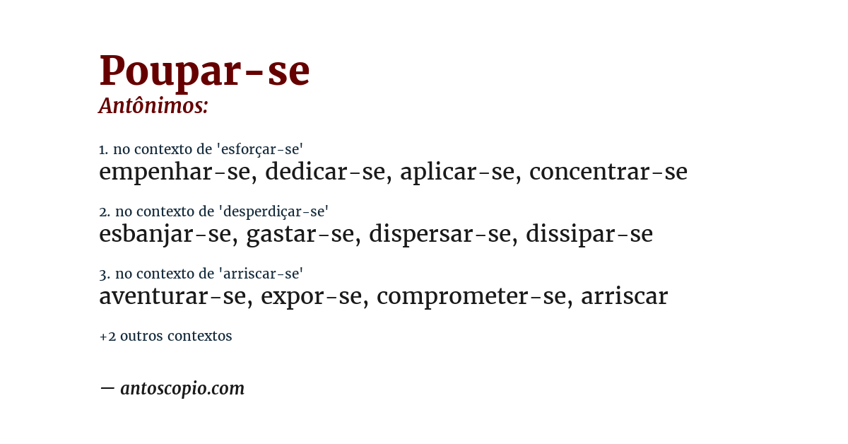 Antônimo de poupar-se