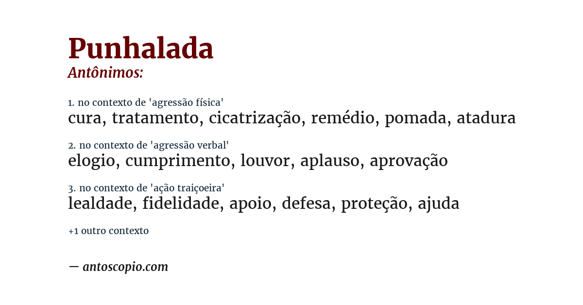 Antônimo de punhalada