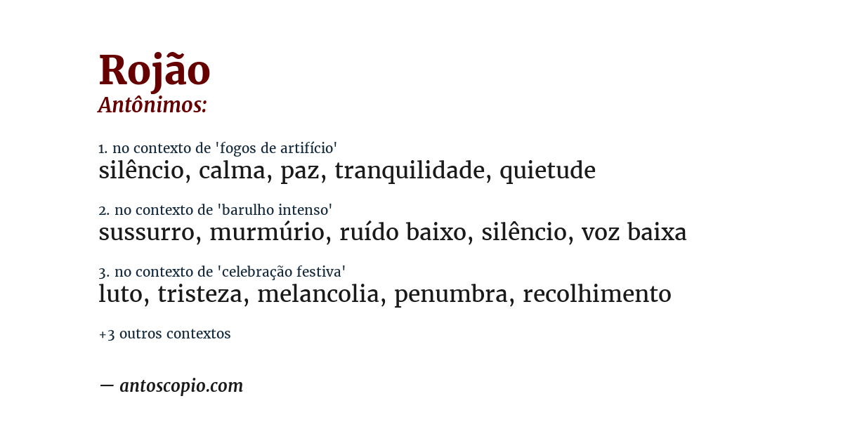 Antônimo de rojão