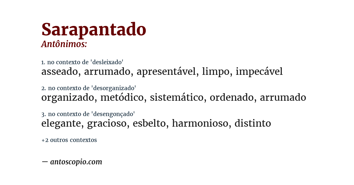 Antônimo de sarapantado