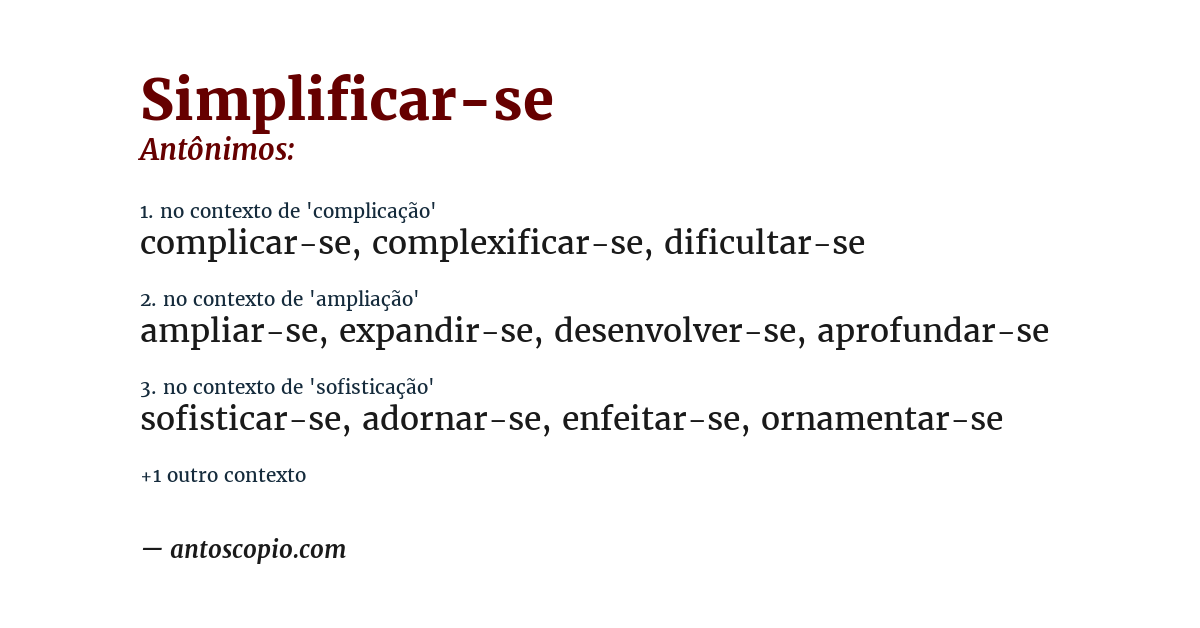 Antônimo de simplificar-se