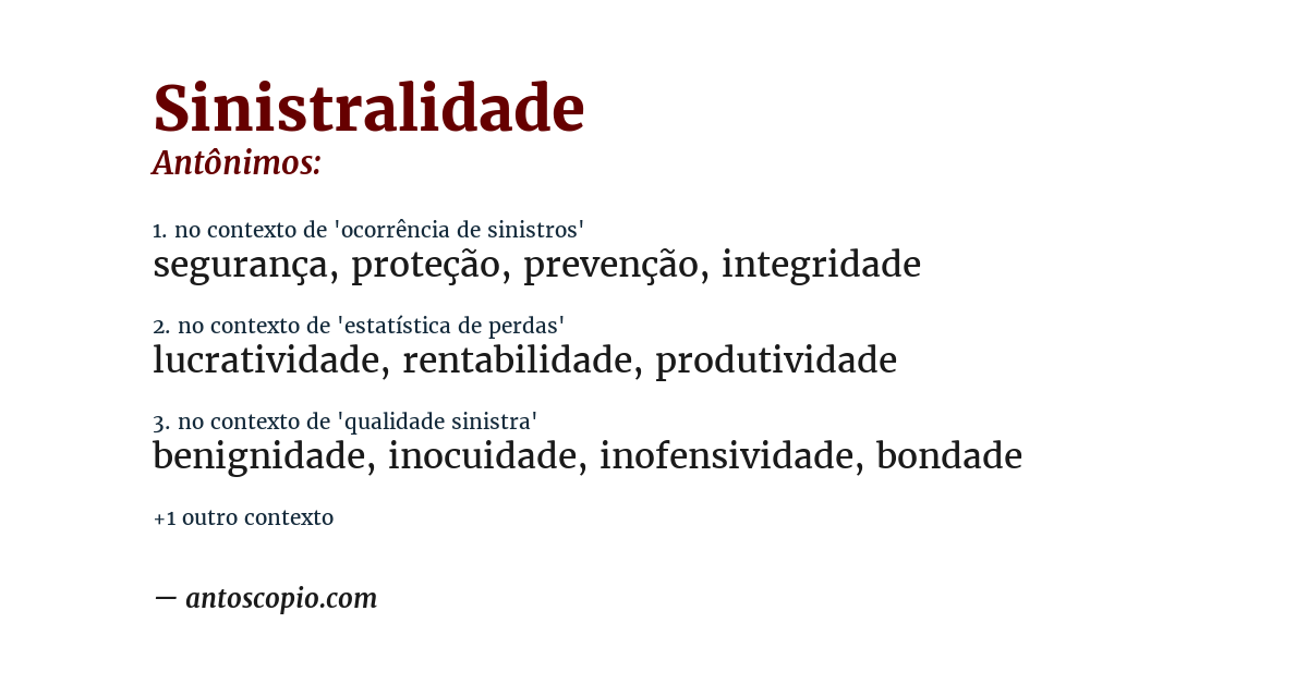 Antônimo de sinistralidade