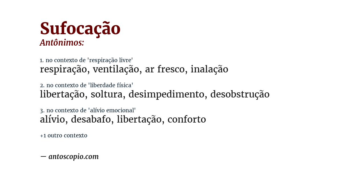 Antônimo de sufocação
