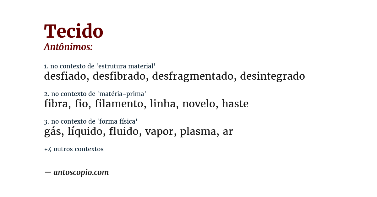 Antônimo de tecido