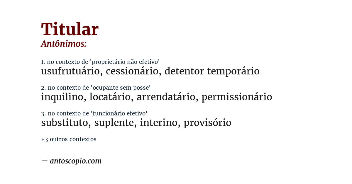 Antônimo de titular