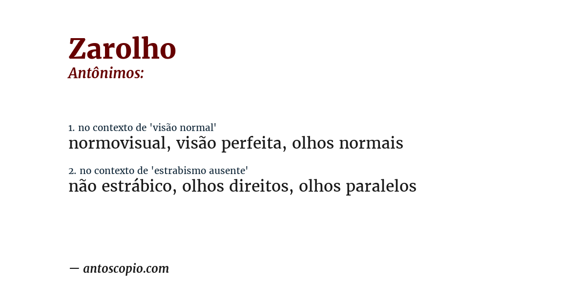 Antônimo de zarolho