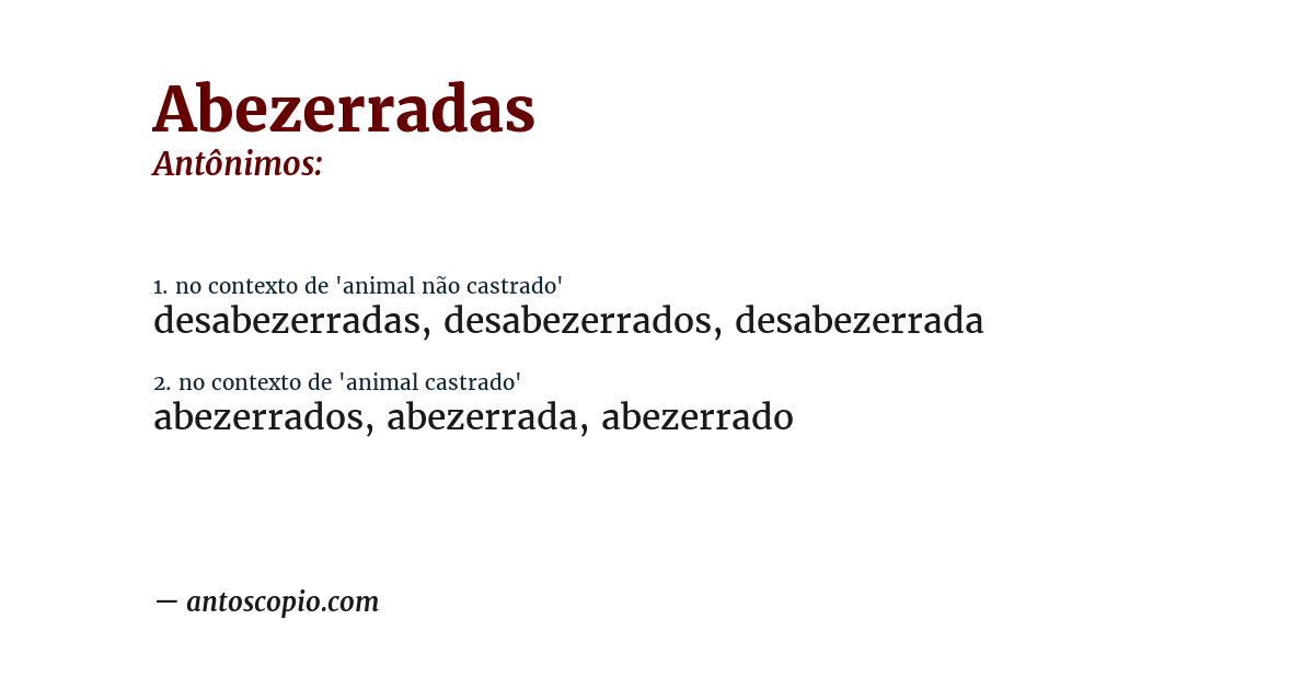 Antônimo de abezerradas