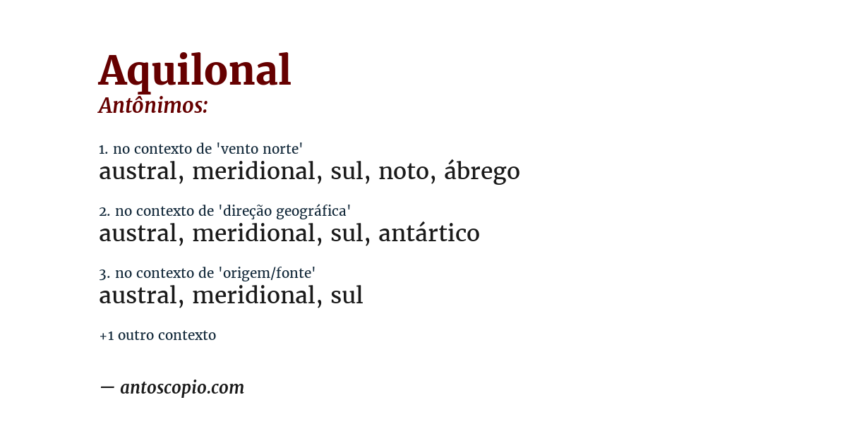 Antônimo de aquilonal