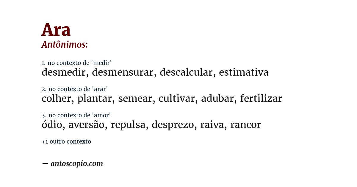 Antônimo de ara