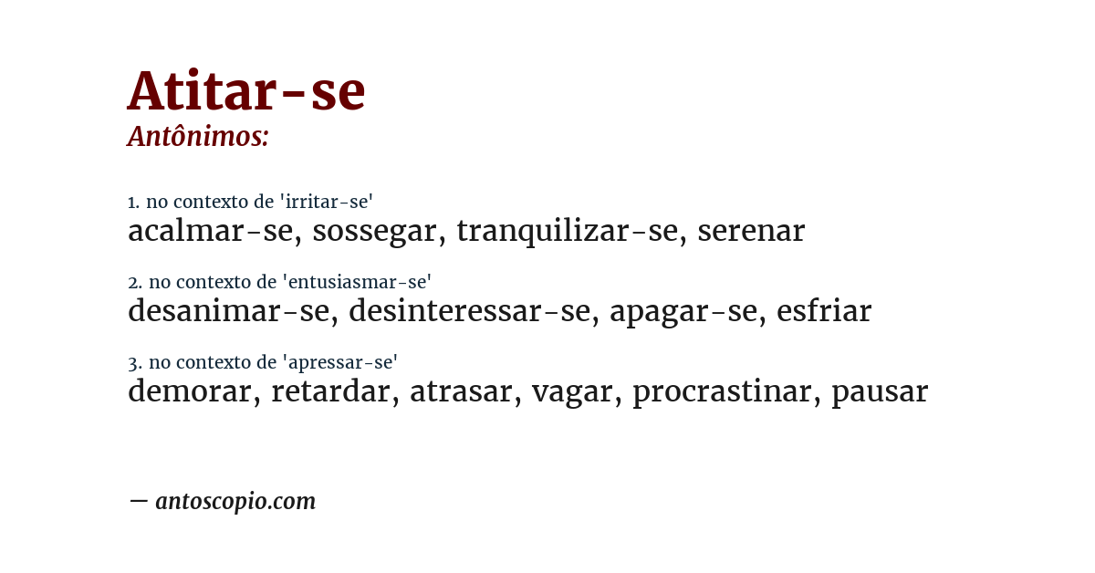 Antônimo de atitar-se