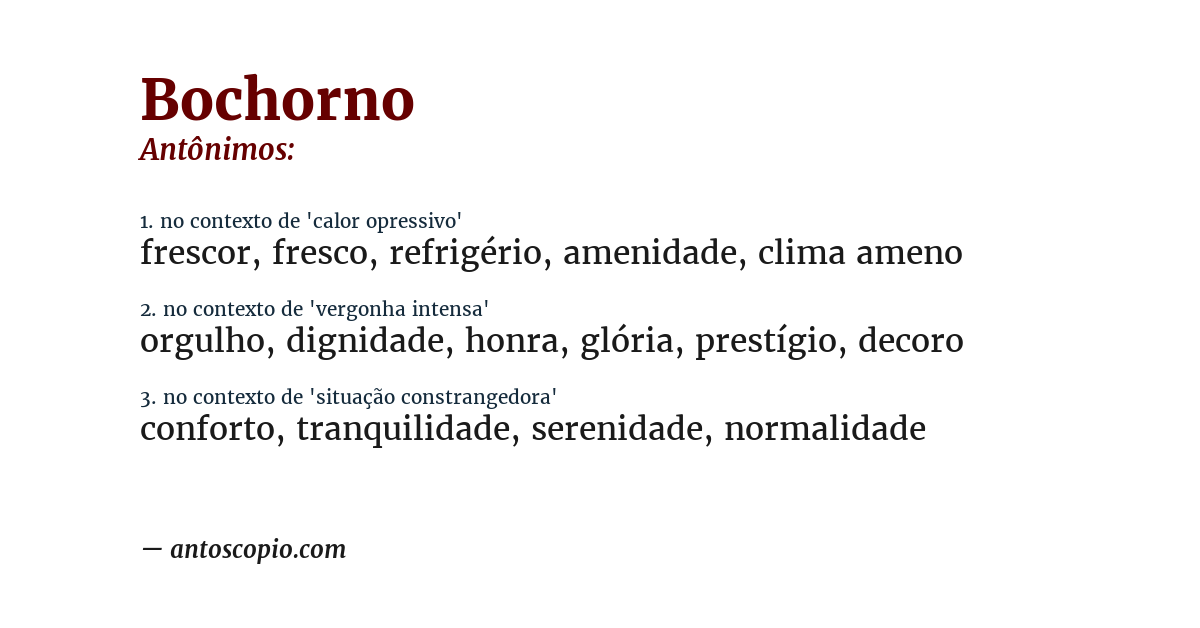 Antônimo de bochorno