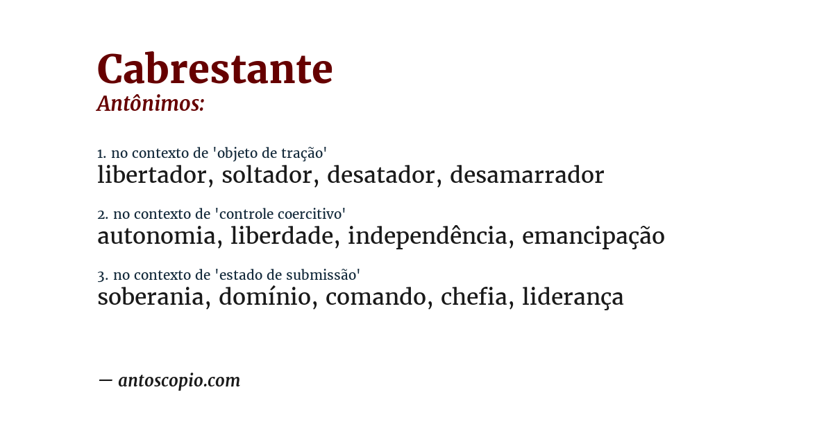 Antônimo de cabrestante