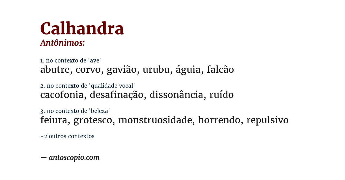 Antônimo de calhandra