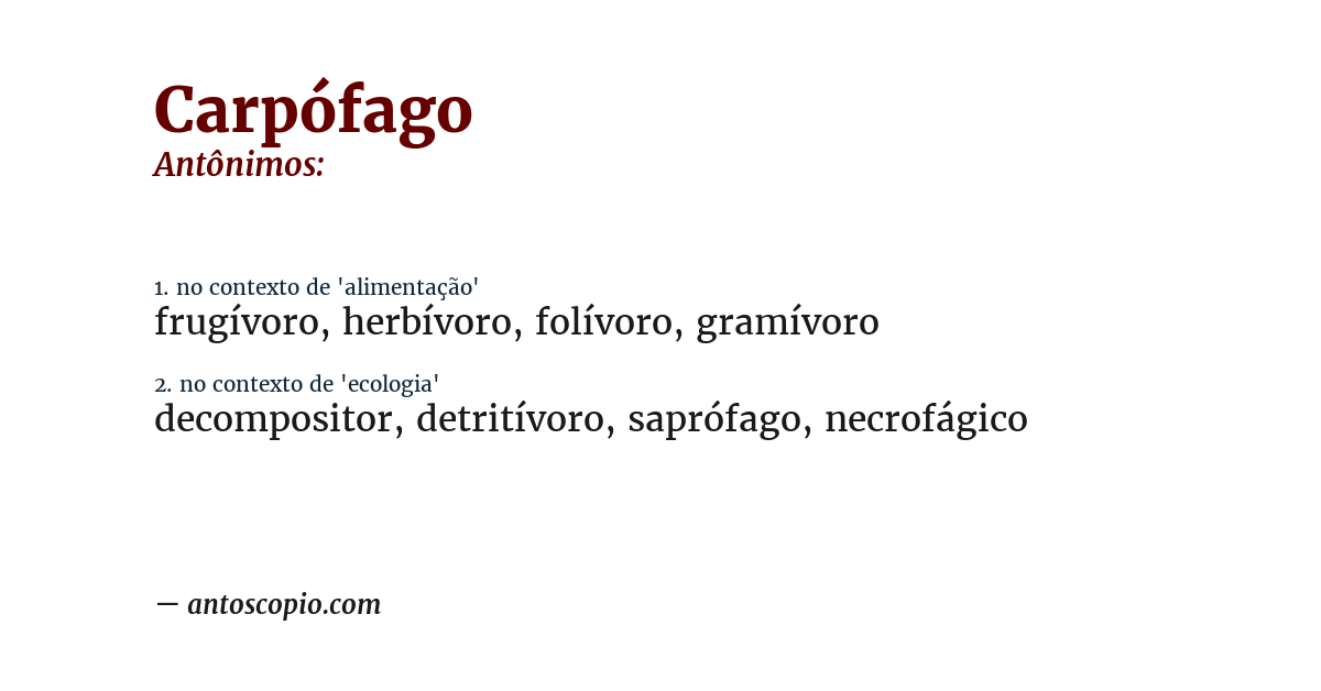 Antônimo de carpófago