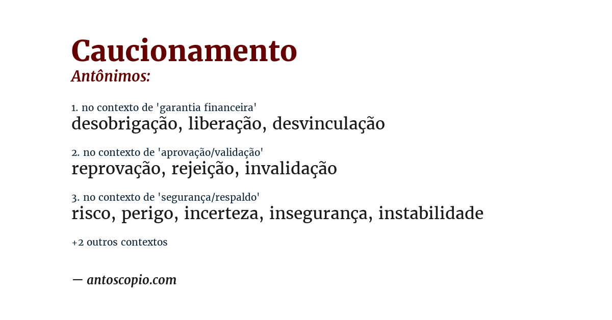 Antônimo de caucionamento