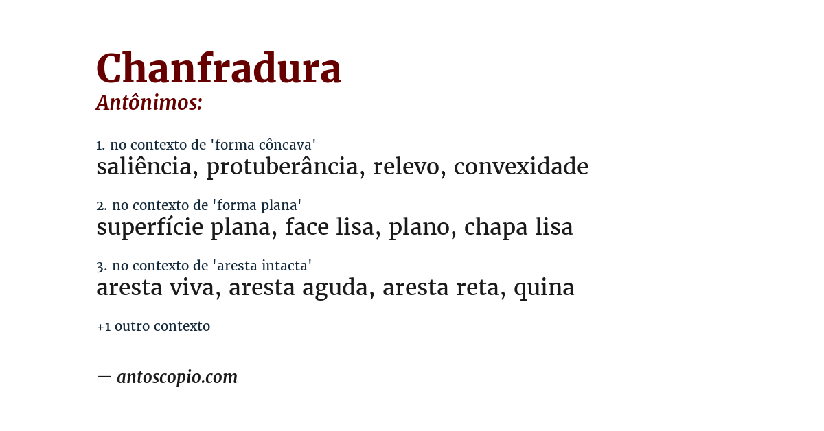 Antônimo de chanfradura