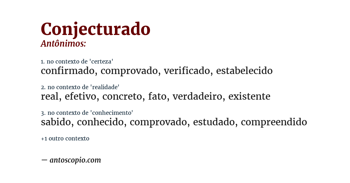 Antônimo de conjecturado