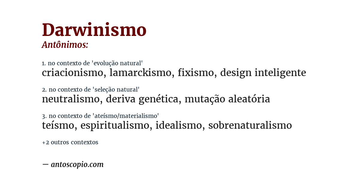 Antônimo de darwinismo