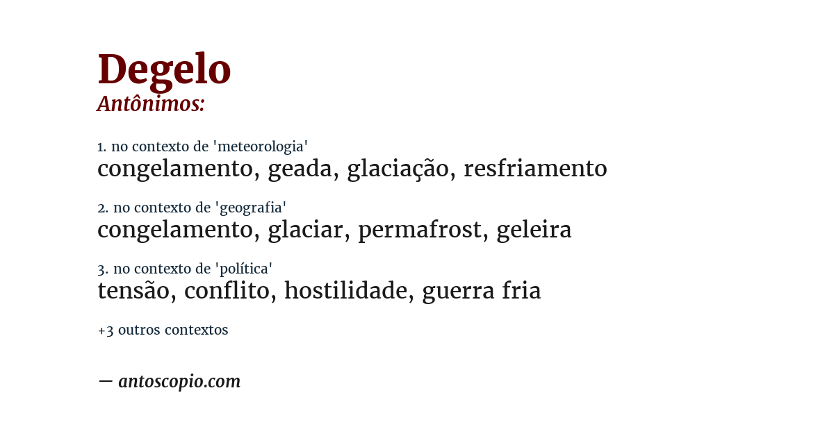 Antônimo de degelo