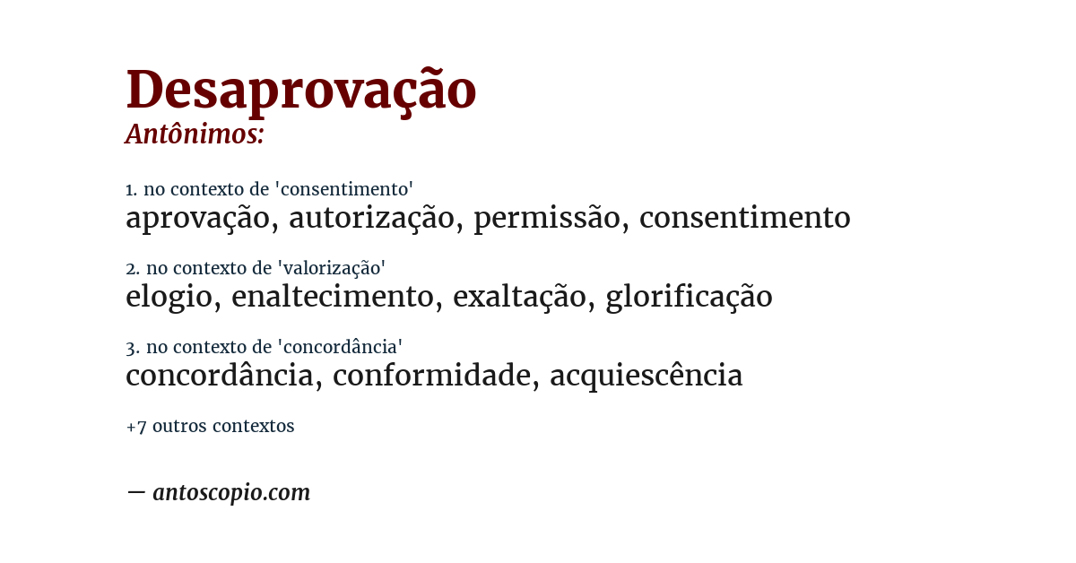 Antônimo de desaprovação